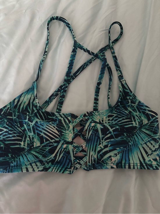 Other - Tropical Leaf Strappy Bikini Top — Blue Green Print
